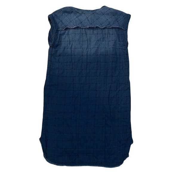 Anthro Cloth & Stone | Blue 100% Cotton Sleeveless Cross Stitch Sheath Dress - Picture 3 of 11